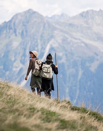 Wanderer auf den Bergwiesen